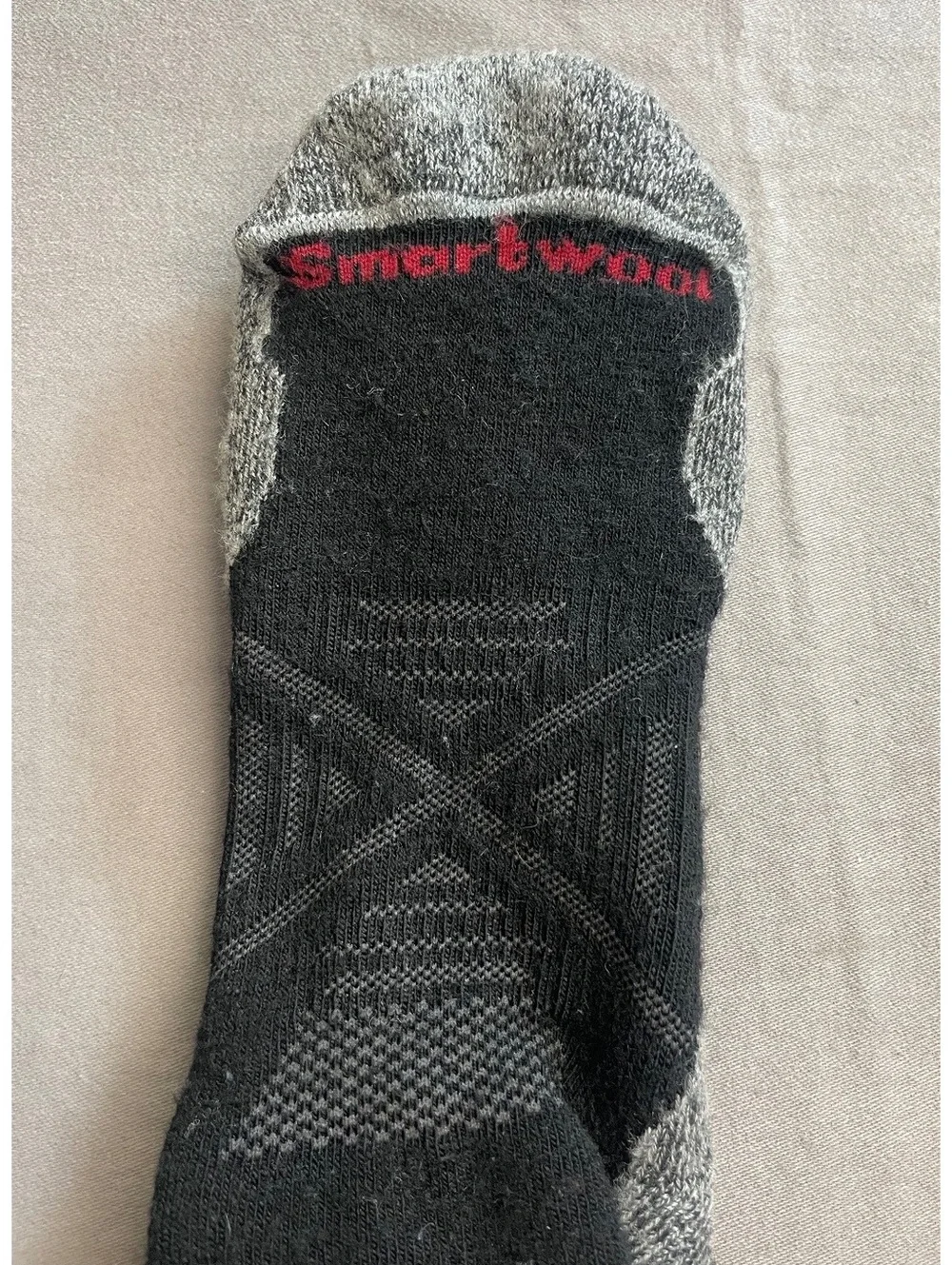 Smartwool PhD Ski Medium Pattern Socks with a gray & white chevron pattern top